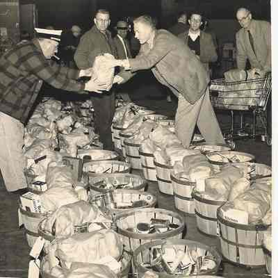 Photograph of Christmas Baskets for the Needy, 1957