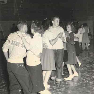 Photograph of a Springfield High School Dance in the Gym, Springfield, Oregon, unknown date