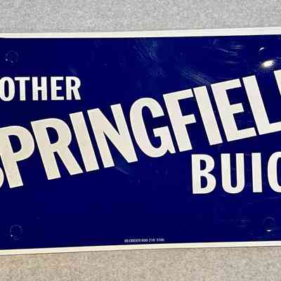 Springfield Buick License Plate Signs, New Old Stock, circa 1950s