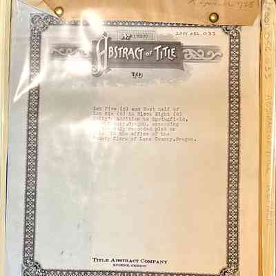 Abstract of Title Nr. 17007, Lot 5, 6 and 8, Kelly's Addition, Springfield, 1866-1930