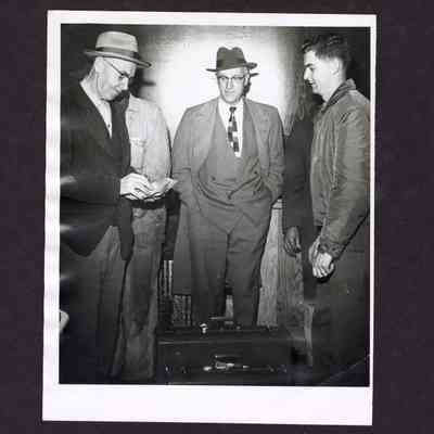 Photograph of Mr. Thorwald Nysten's retirement after 45 years with Booth-Kelly, 1956