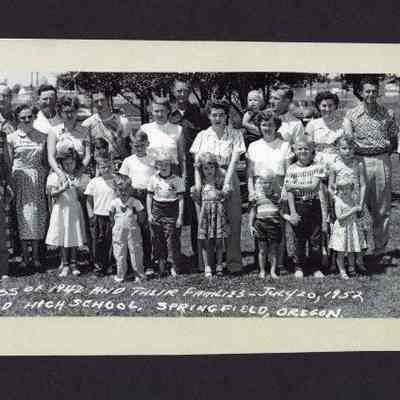 Photograph of Springfield High School Class of 1942 Reunion, Springfield, Oregon, 1952