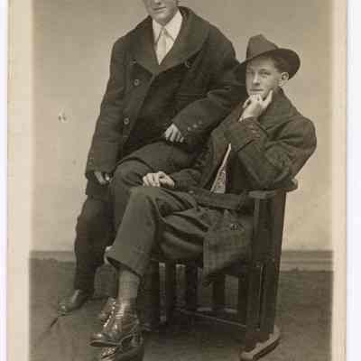 Postcard photograph of Bill Davis and Yale Smith, 1919