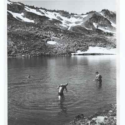 Photograph of people swimming in a lake, Oregon, undated