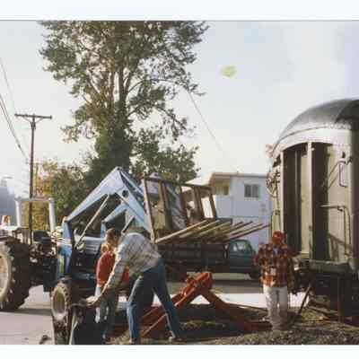 Photograph of the RPO Railcar relocation, Springfield, 1992