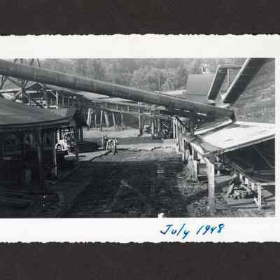 Photograph of the beginning of drainage construction at the Booth-Kelly Lumber Mill, Springfield, Oregon, 1948