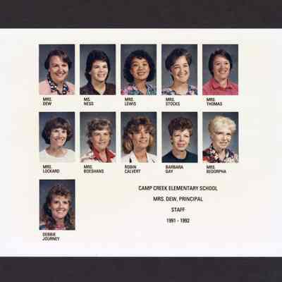 Photograph of Camp Creek Elementary School Staff, Springfield, Oregon, 1991-1992