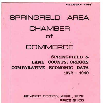 Informational booklet containing economic data on Springfield and Lane County, 1940-1972