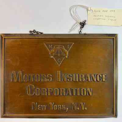 Motors Insurance Corporation Plaque, Springfield Motors