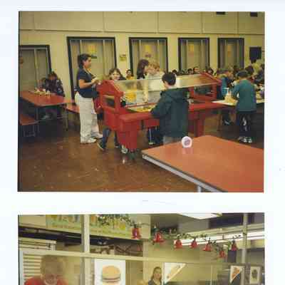 Photographs of the cafeteria, cakes and cooking classes, Centennial Elementary School, circa 1990s