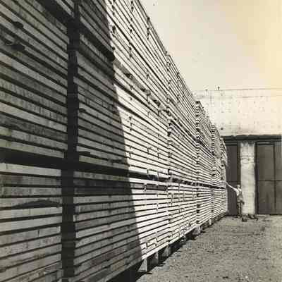 Photograph of Stack of Drying Lumber, Date Unknown