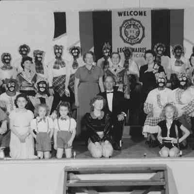 Photograph of an American Legion minstrel show cast, 1953.