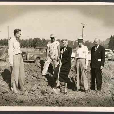 Photograph, Men and Woman With Shovel, Undated