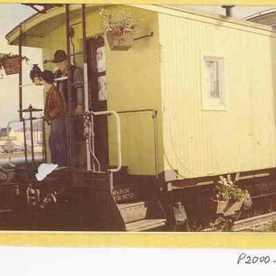 Photograph of Slim Pickens filming "The Chartroose Caboose", Springfield, Oregon, circa 1960
