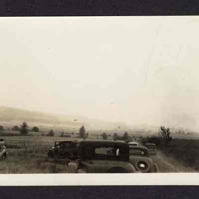 Photograph of People in Cars Watching Air Show, 1930s-1940s