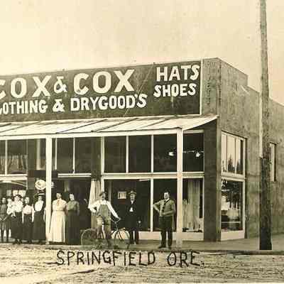 Photograph of Cox and Cox Clothing and Drygoods, Springfield, Oregon, circa early 1900's