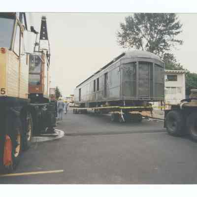 Photograph of the RPO Railcar relocation, Springfield, 1992