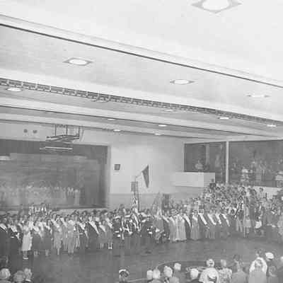 Photograph of people at Oregon Centennial celebration, Springfield, Oregon, 1959