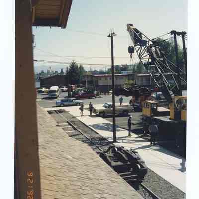 Photograph of the RPO Railcar relocation, Springfield, 1992
