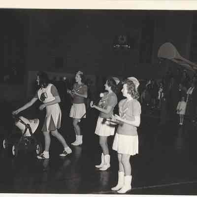 Photograph, Cheerleaders, Bell and Crowd; Springfield High School, Undated.