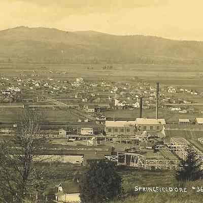 Photograph of an overview of Springfield, Oregon, date unknown.