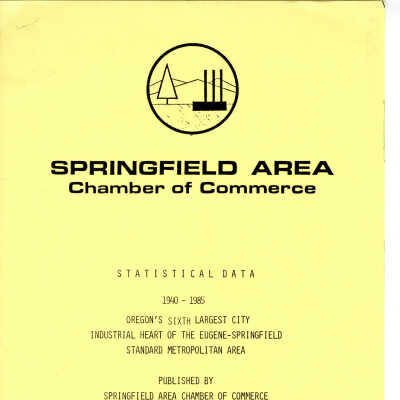 Informational booklet containing statistical data on Springfield, Eugene and Lane County, 1985