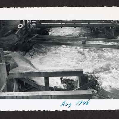 Photograph of new dam at the Booth-Kelly Lumber Mill