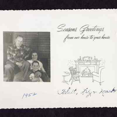 Photograph of Walt, Lily and Mark Laxton, 1952