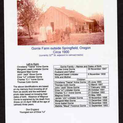 Photograph of Gorrie Farm outside Springfield, Oregon, circa 1900
