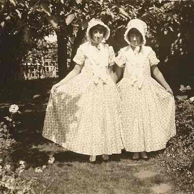 Photograph of sisters Mildred and Lucille Vitus, Sunset Trail Pageant, 1929