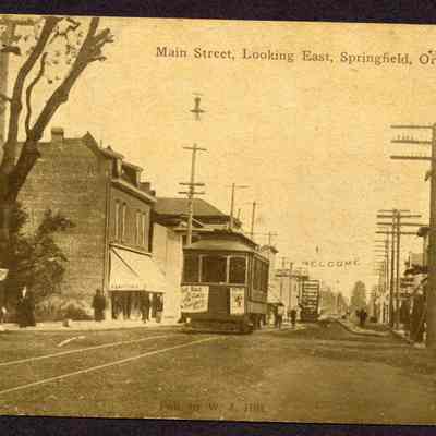 Postcard, Main Street looking East, Springfield, Oregon, 1910