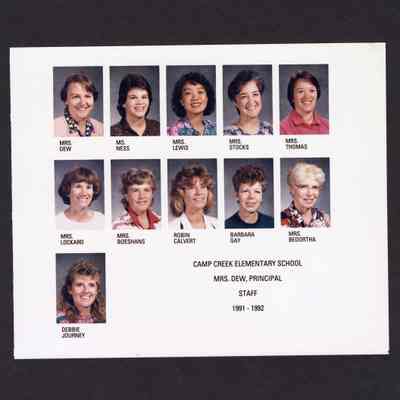 Photograph, Camp Creek Elementary, Staff, 1991-1992.