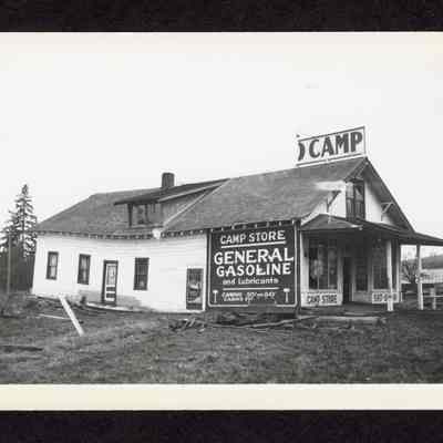 Photograph of Seavers Auto Camp Store after 1927 Flood, undated