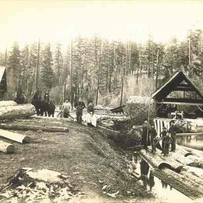 Photograph of Veatch Log Mill & Pond in Dexter, Oregon, circa 1890-1910