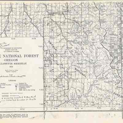 Photograph of a Cascade National Forest Map, 1925