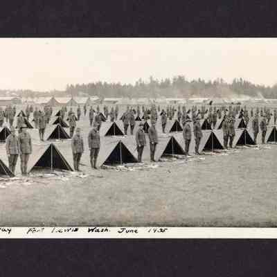 Photograph of HQ Company 1st Battalion, 162nd infantry, Fort Lewis, Camp Murray, Washington, 1935