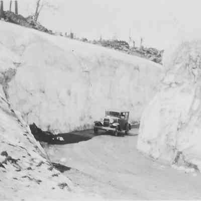 Photograph of a car, McKenzie Pass, Oregon, 1935
