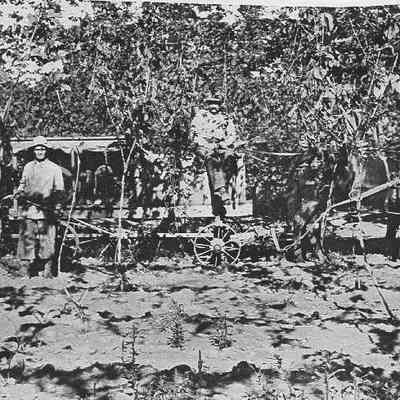 Photograph of spraying hops near Dorris Ranch; S. 2nd St. 1916.