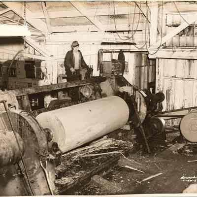 Photograph of a Plywood Lathe, unknown date and location