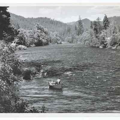 Photograph of fishermen on the McKenzie River, Oregon, circa 1969