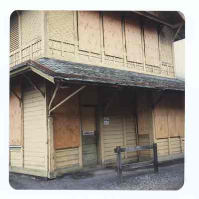 Photograph of the Springfield Train Depot and proposed relocation site, 1985