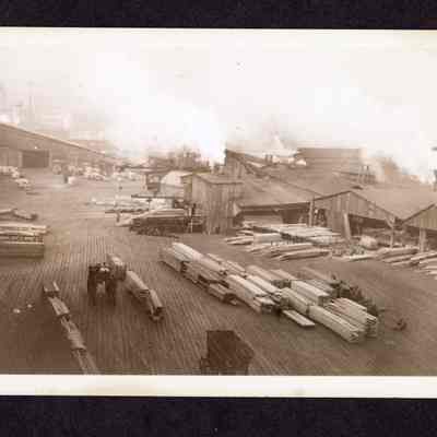 Photograph on postcard of Jones Lumber Mill, Portland, Oregon