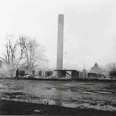 Photograph taken of the Lincoln School before after razed by fire, date unknown