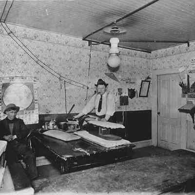 Photograph of Roy Jenkins Cleaning and Pressing, Springfield, Oregon, circa 1912