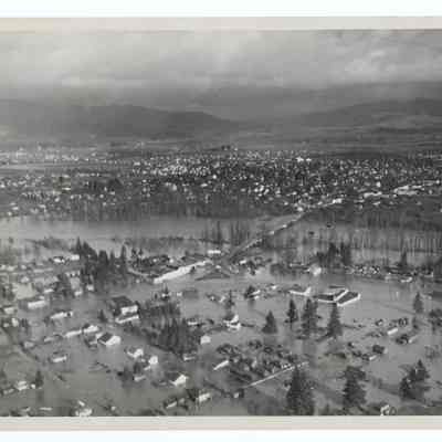 Aerial photograph of flooding at Glenwood, Springfield, 1945