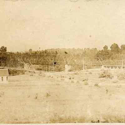 Photograph of the Springfield wagon bridge and railroad bridge, Springfield, Oregon, date unknown.