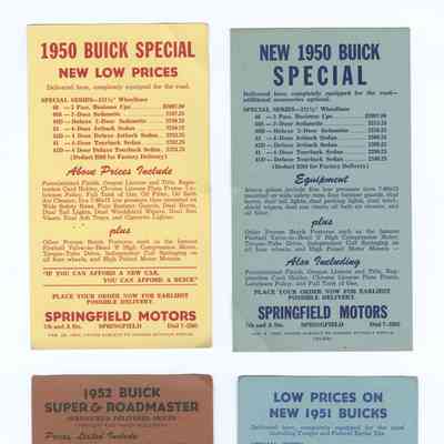 Springfield Motors Buick Promotional Flyers, 1950-1952