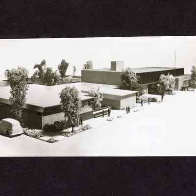Photograph of the model of the 1960s Springfield Library Building