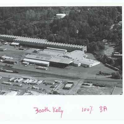 Aerial photograph of the the Booth-Kelly Company, "Big M Shopping Center" and area, undated