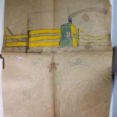 Page 1 loose paper with drawing unfolded